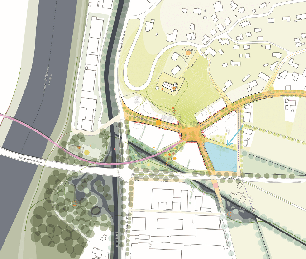 Grafik Masterplan Unterbendern Gemeinde Gamprin